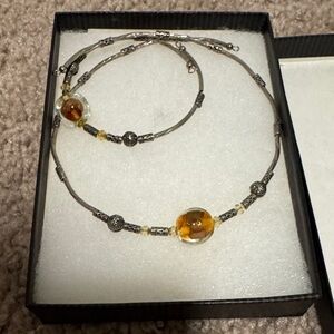 Elegant Silver and Gold Beaded Necklace Set